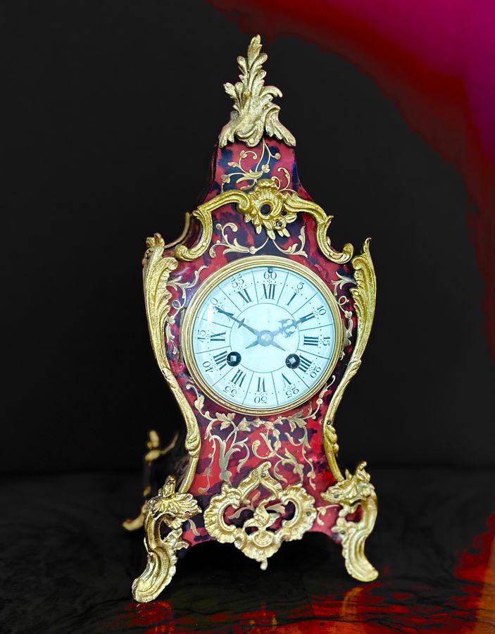 french boulle 8-day mantle clock, circa 1880